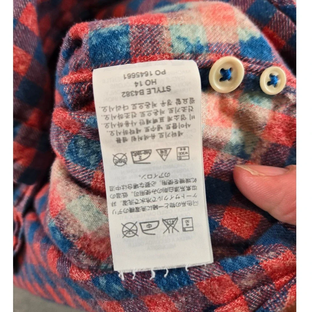 Los Angeles Dodgers x J.Crew Flannel Shirt Mens XLT Red Blue Bleached Back Patch